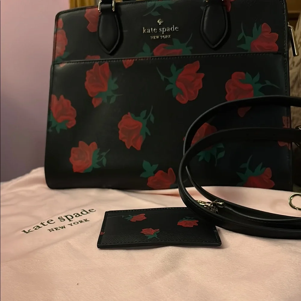 kate spade Black Floral Rose Satchel
